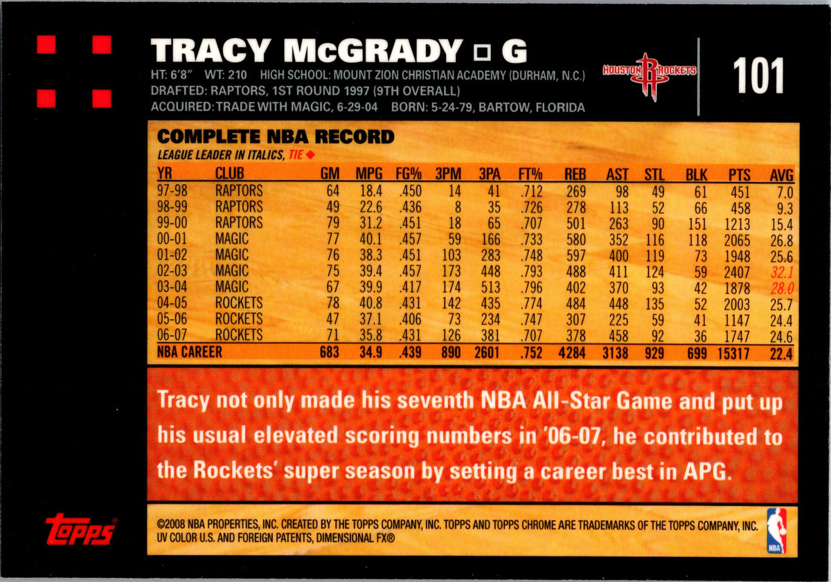 2007-08 Topps Chrome #101 Tracy McGrady