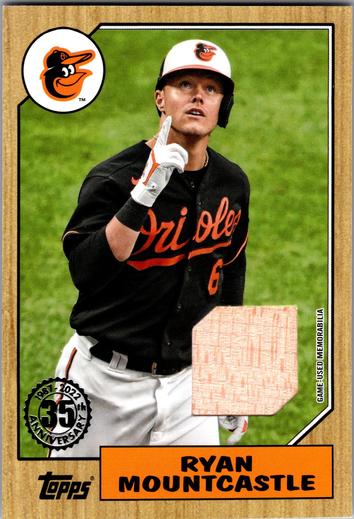 2022 Topps #87R-RMb Ryan Mountcastle 1987 Topps Baseball Relics Bat relic