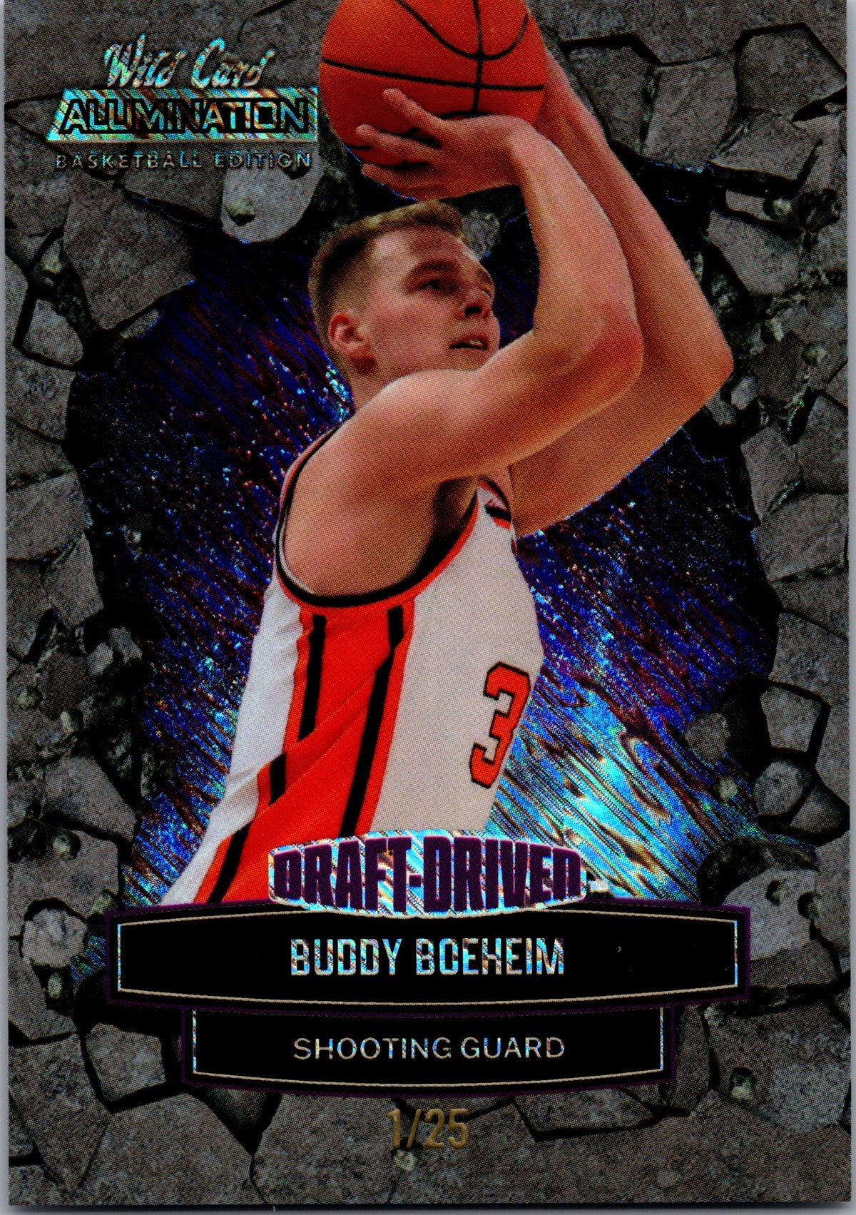 2021-22 Wild Card #DD-6 Buddy Boeheim Draft-Driven Purple Holo-Lux #/25