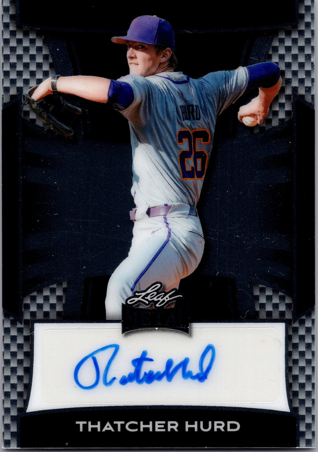 2025 Leaf Metal #BA-TH1 Thatcher Hurd Base Autographs Lite Brite Silver #/49