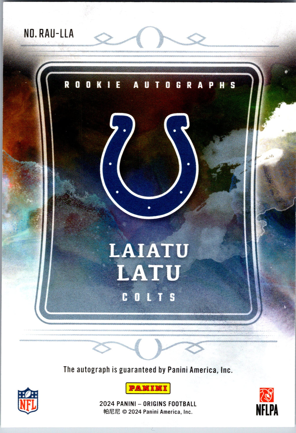 2024 Panini Origins #RAU-LLA Laiatu Latu Rookie Autographs