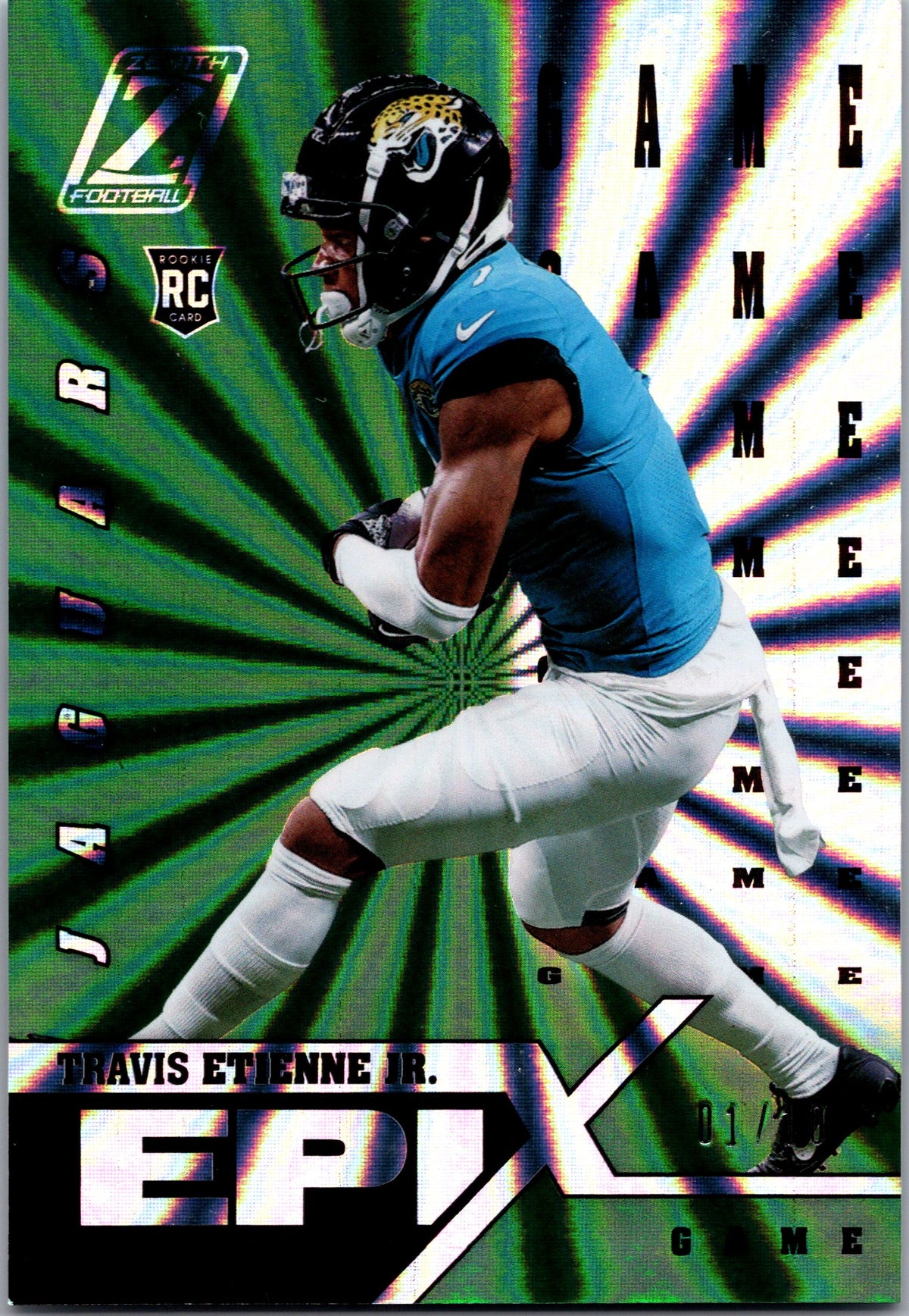 2021 Zenith #EE-2 Travis Etienne Jr. Epix Emerald Game #/10