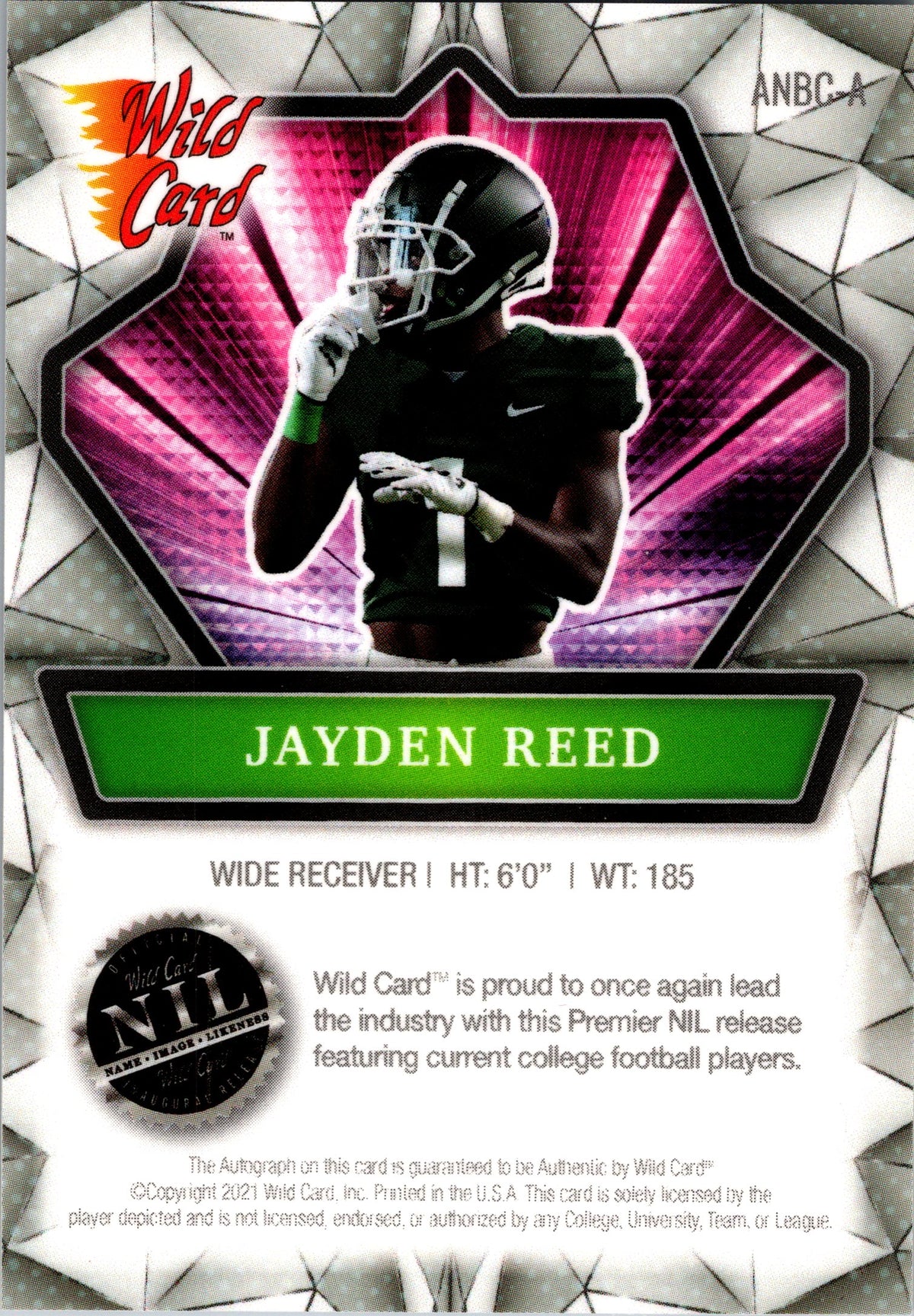 2021 Wild Card Alumination NIL #ANBC-A Jayden Reed Autographs Silver Hobby
