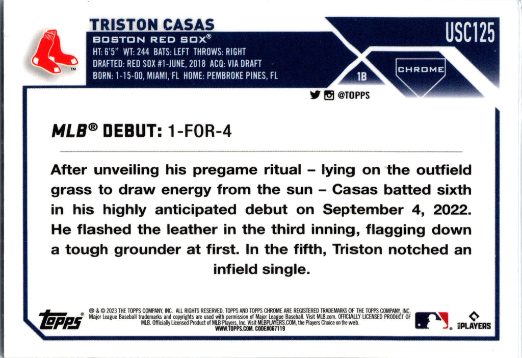 2023 Topps Chrome Update #USC125 Triston Casas