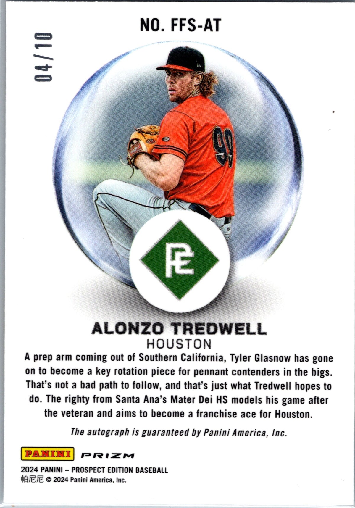 2024 Panini Prospect #FFS-AT Alonzo Tredwell Futures Signatures Gold #/10