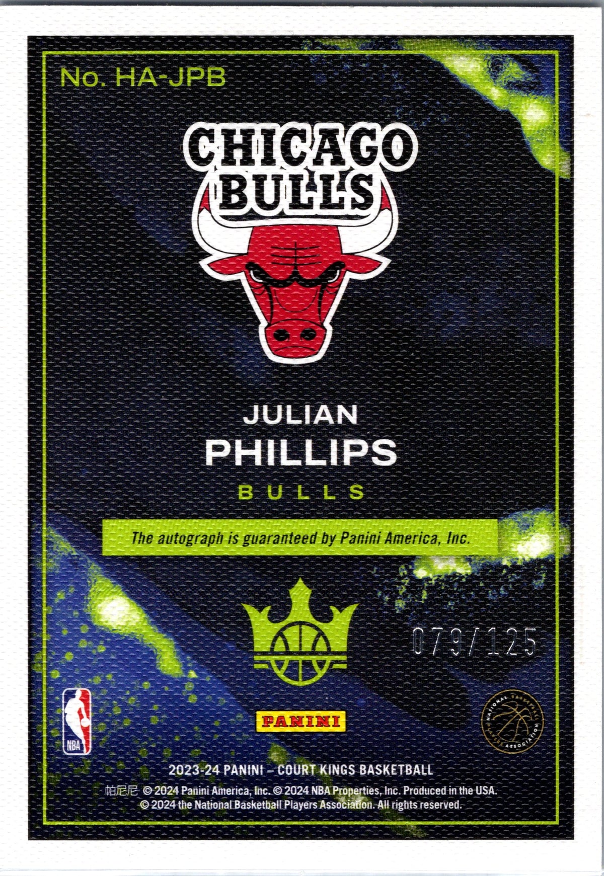 2023-24 Panini Court Kings #HA-JPB Julian Phillips Heir Apparent #/125