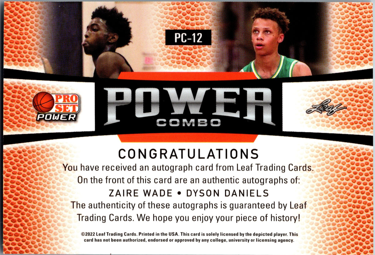 2021-22 ProSet Power #PC-12 Wade / Daniels AU, SN20 PC Dual Auto Platinum #/20