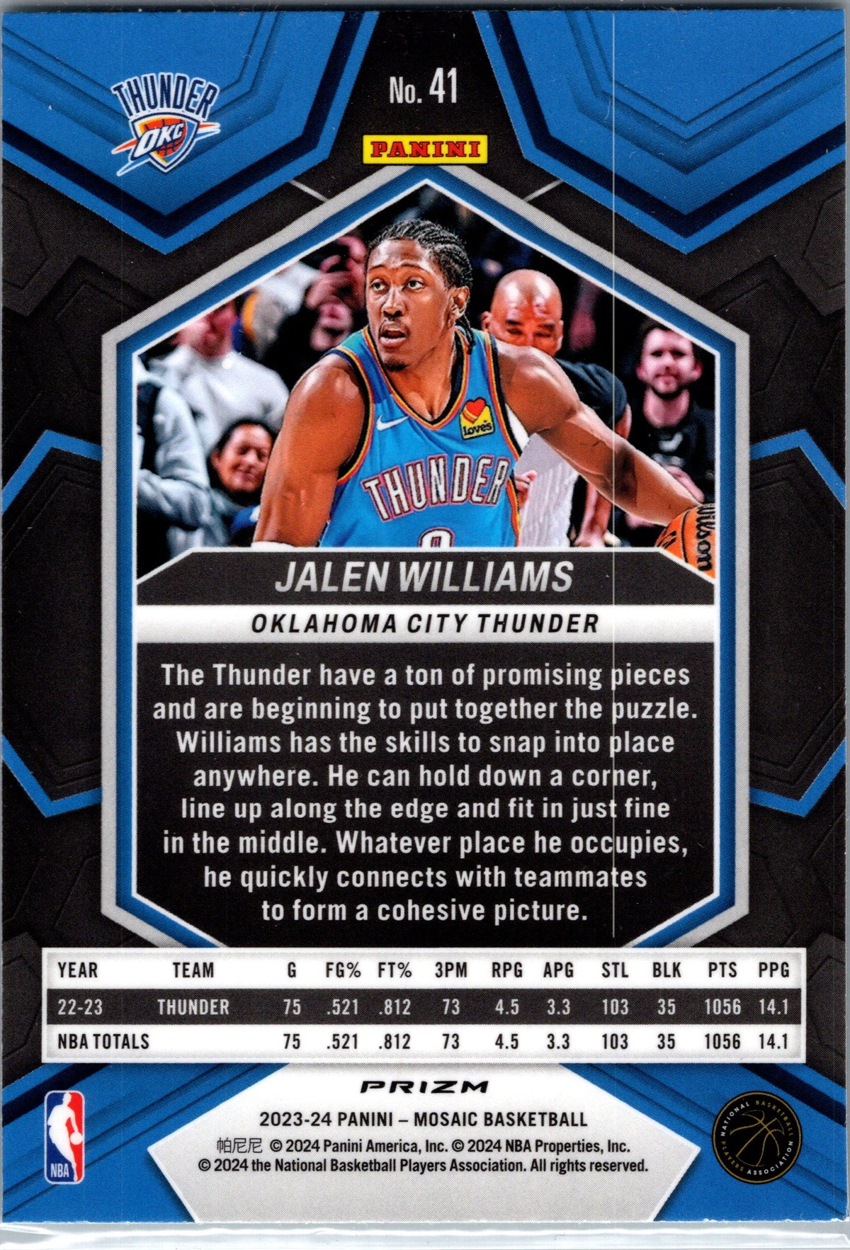 2023-24 Panini Mosaic #41 Jalen Williams Green