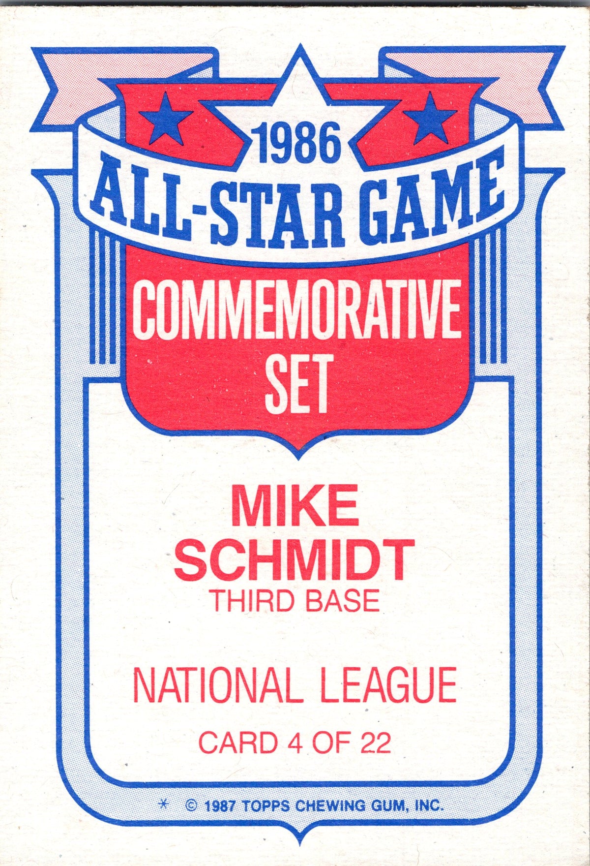 1987 Topps #4 Mike Schmidt Glossy All-Stars