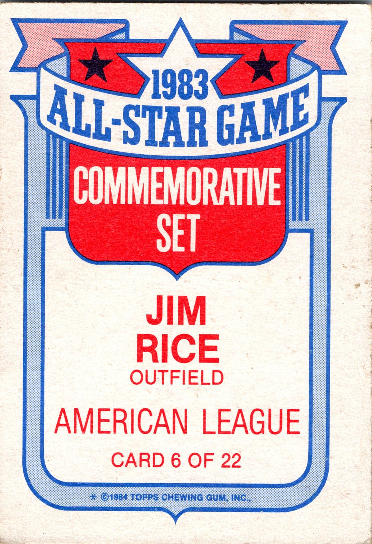 1984 Topps #6 Jim Rice Glossy All-Stars