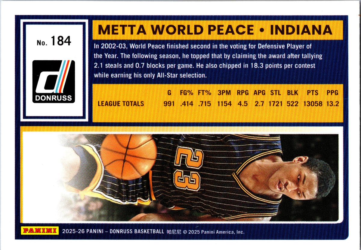 2025-26 Donruss #184 Metta World Peace