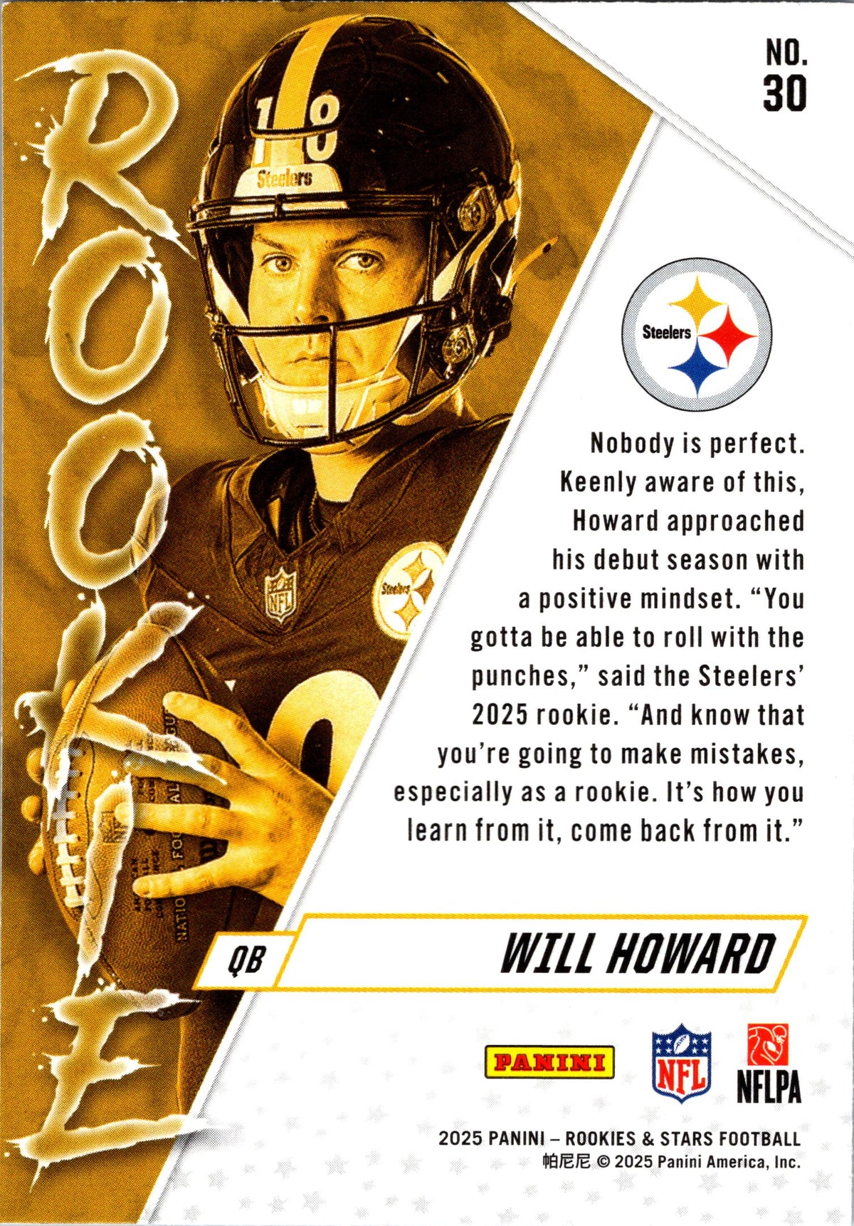2025 Panini Rookies & Stars #30 Will Howard Rookie Exclusive