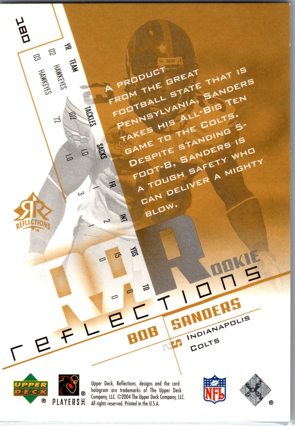 2004 Upper Deck Reflections #180 Bob Sanders #/750