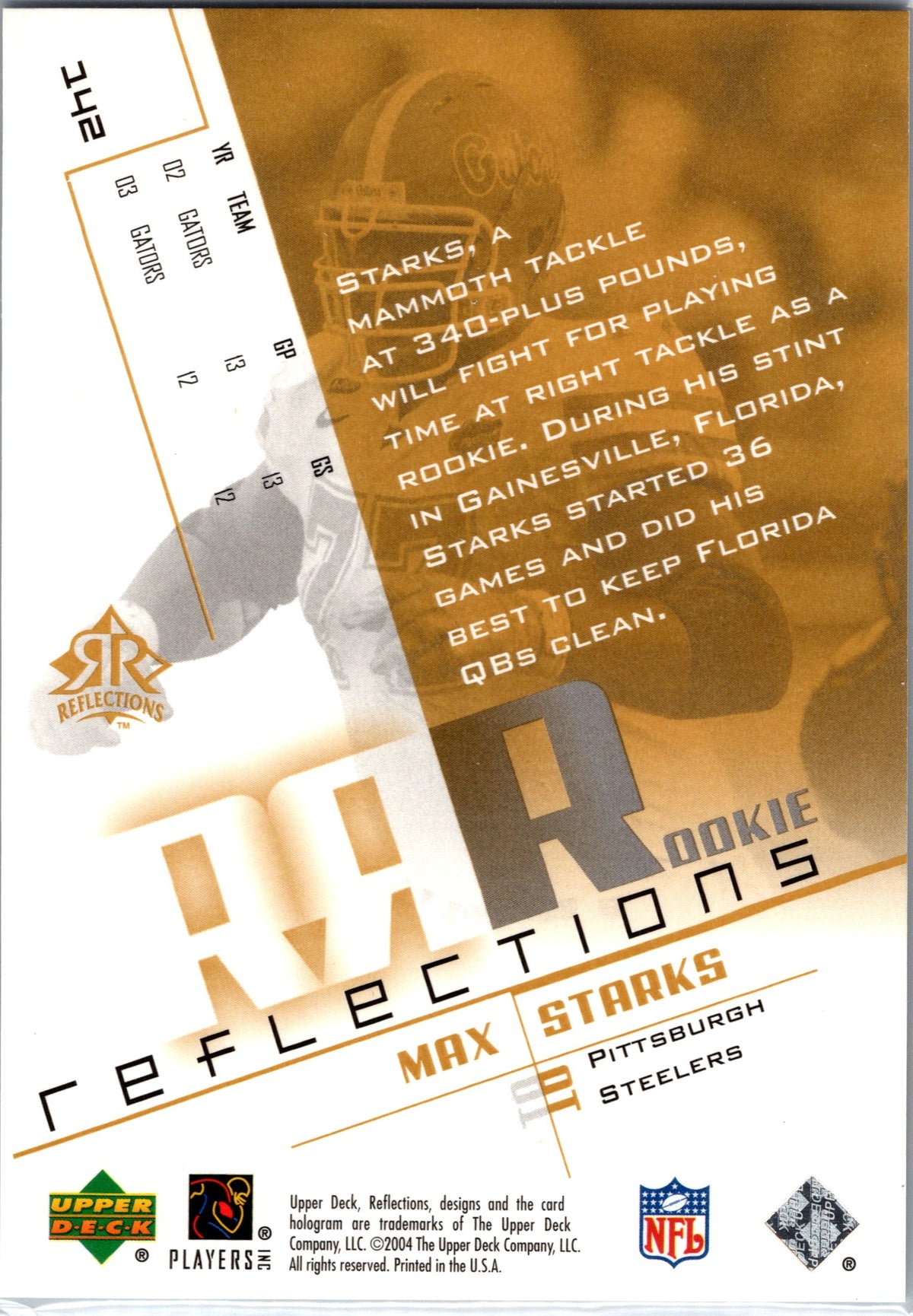 2004 Upper Deck Reflections #142 Max Starks #/750