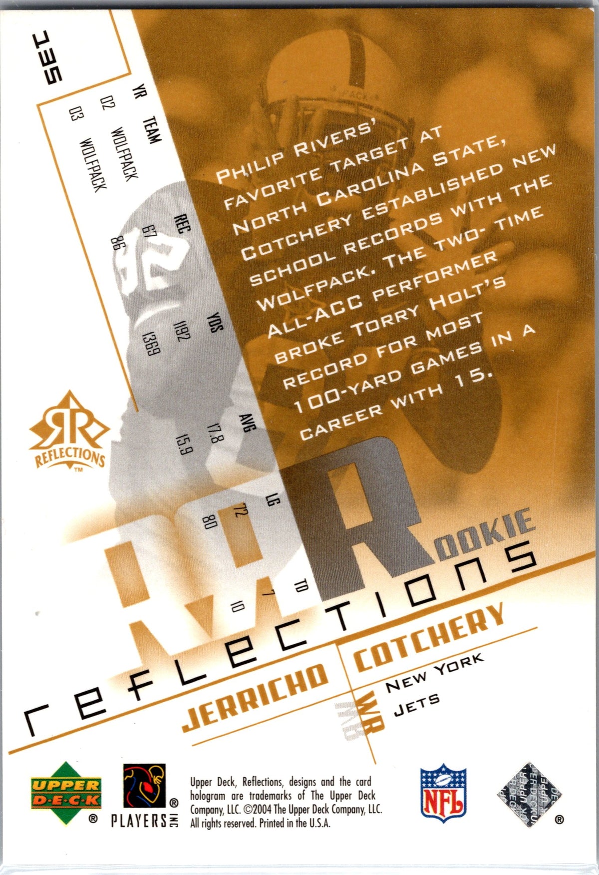 2004 Upper Deck Reflections #135 Jerricho Cotchery #/750