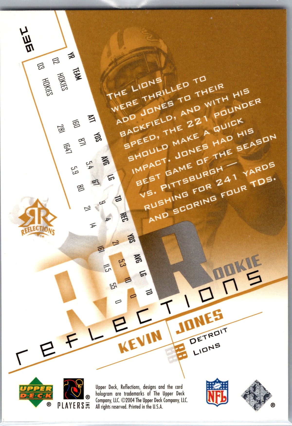 2004 Upper Deck Reflections #136 Kevin Jones #/450