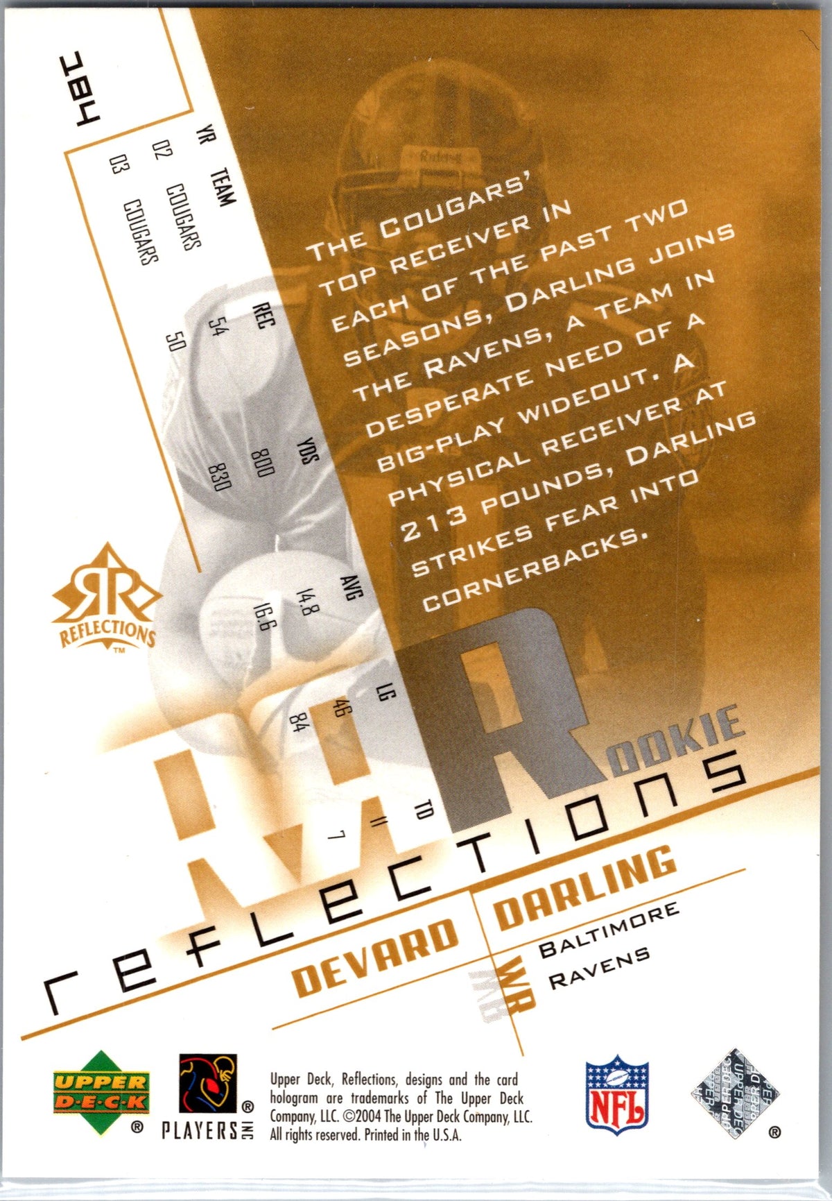 2004 Upper Deck Reflections #184 Devard Darling #/750