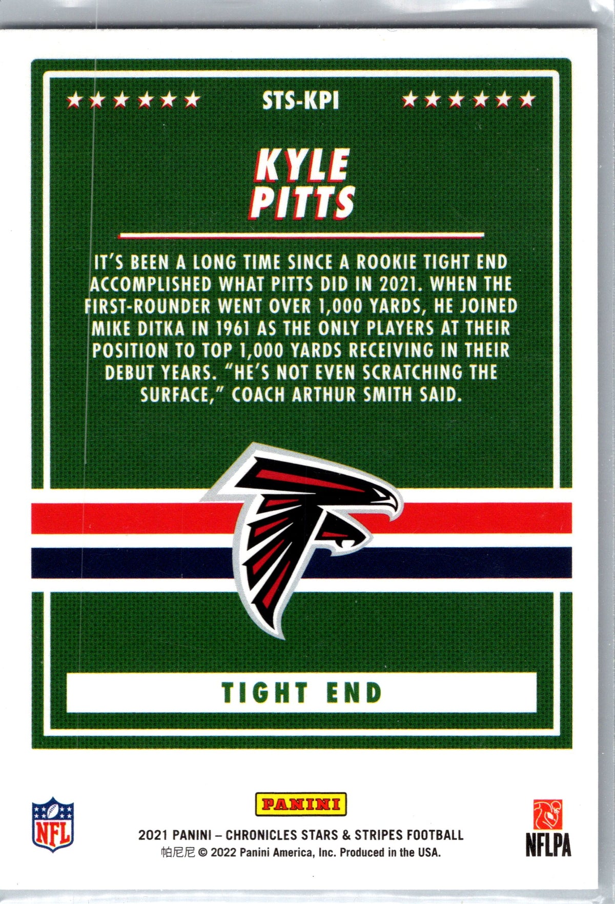 2021 Panini Chronicles #STS-KPI Kyle Pitts Stars and Stripes
