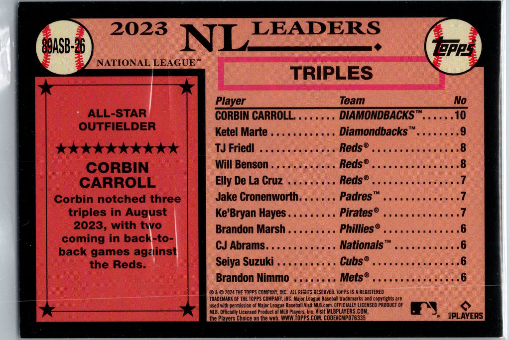 2024 Topps #89ASB-26 Corbin Carroll 1989 Topps Baseball 35th Anniv All-Stars