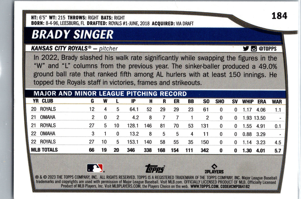 2023 Topps Big League #184 Brady Singer