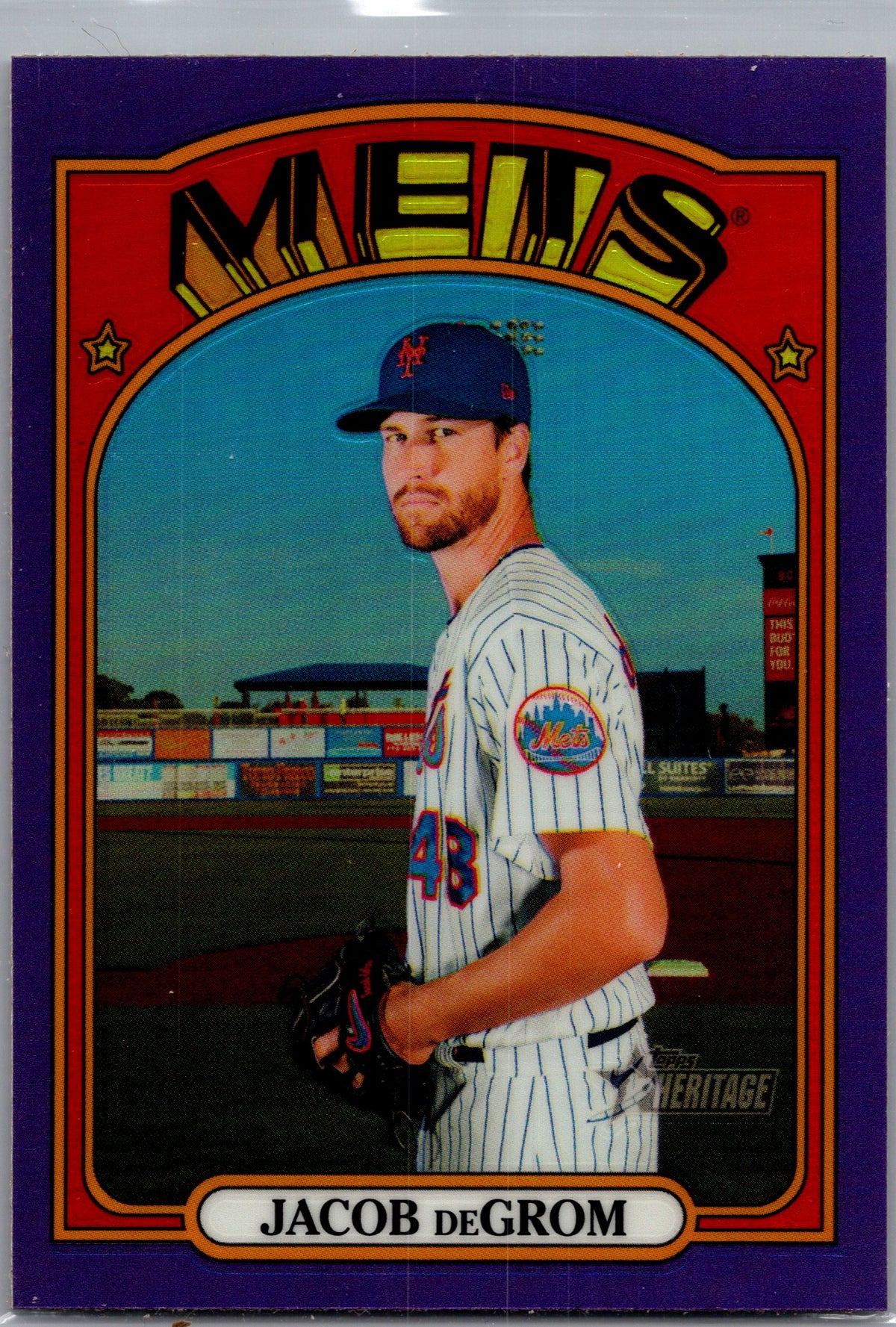 2021 Topps Heritage #99 Jacob deGrom Chrome Purple Refractor