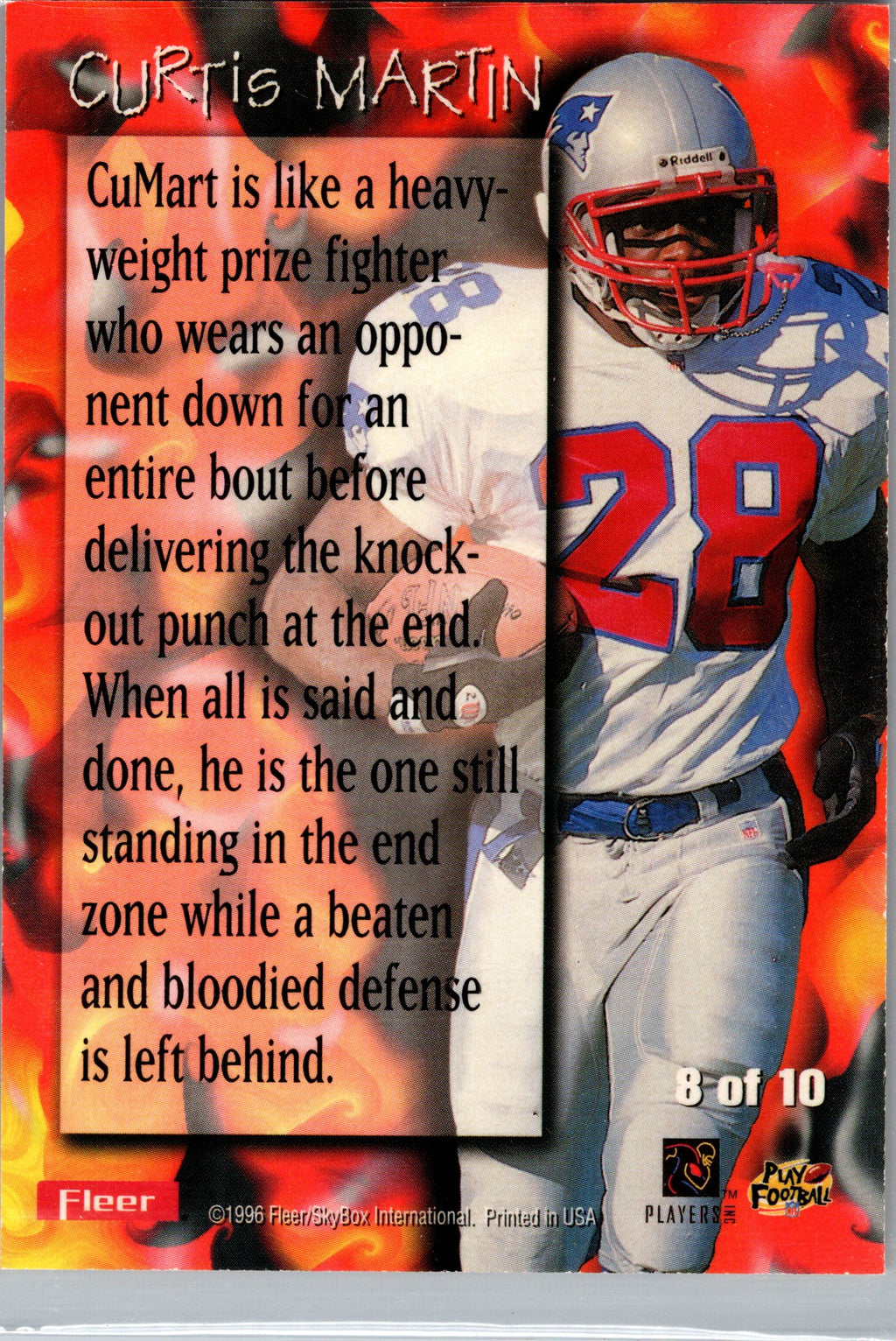 1996 Fleer Metal #8 Curtis Martin Molten Metal