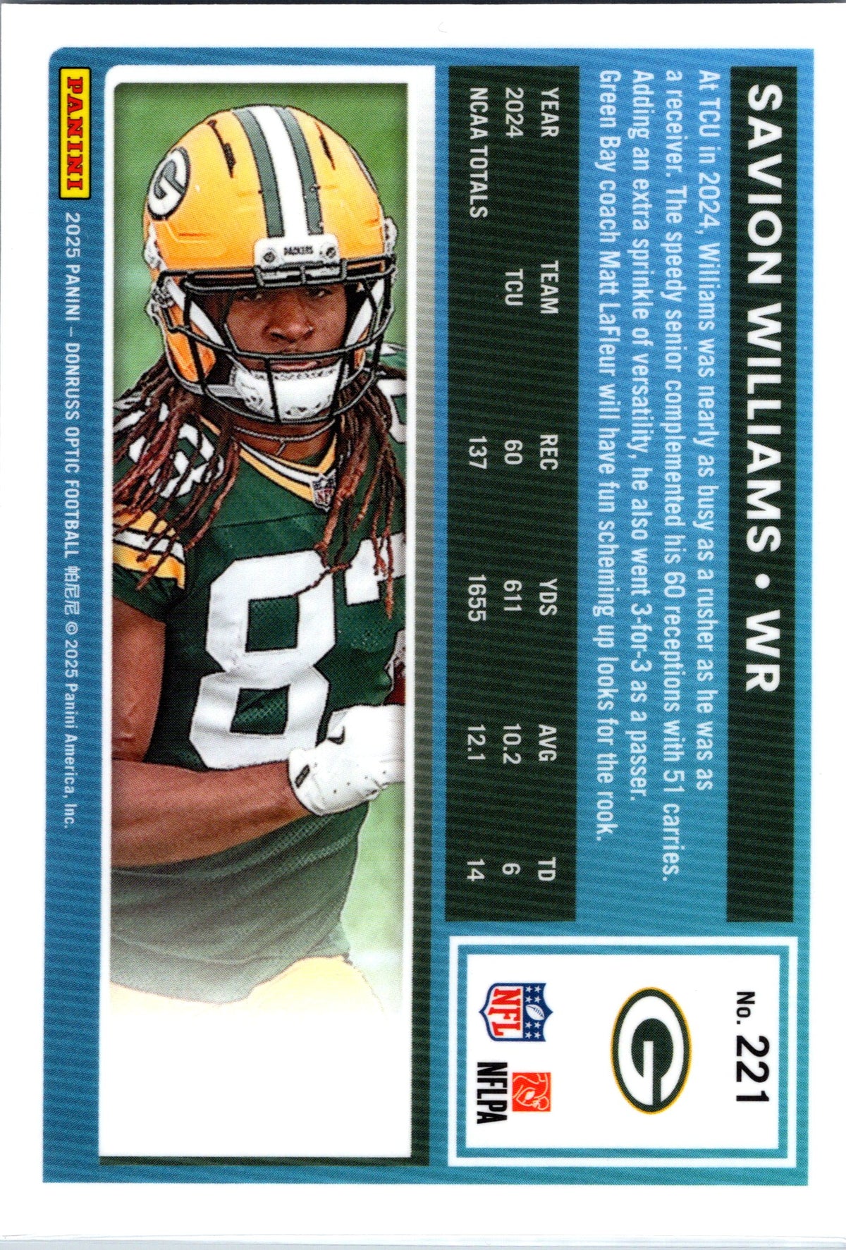 2025 Donruss Optic #221 Savion Williams Stars