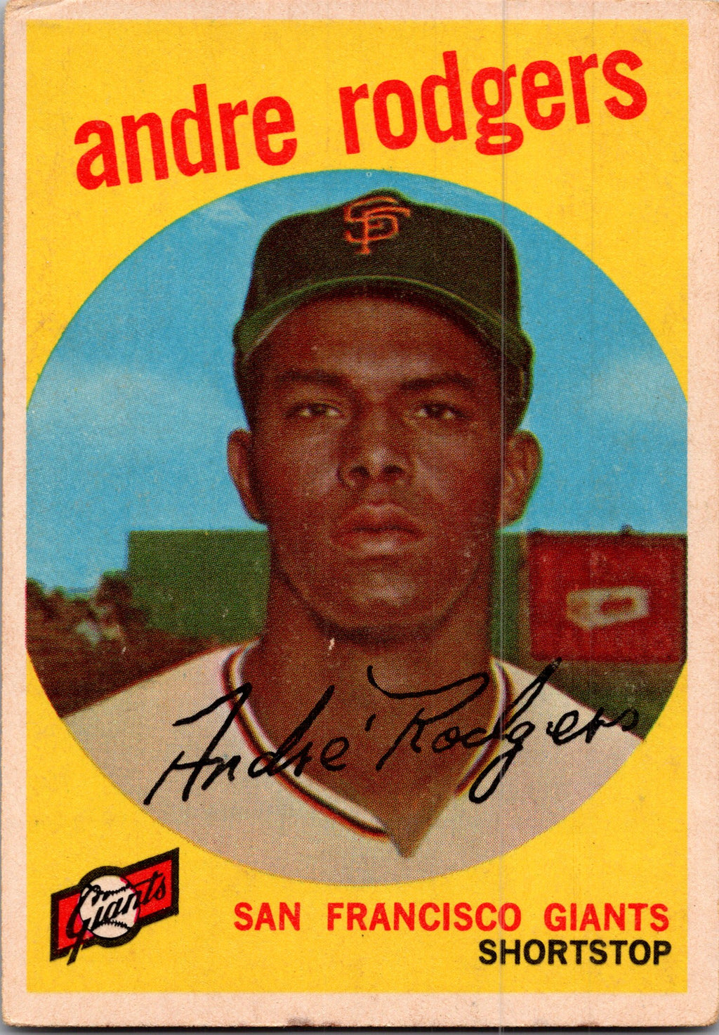 1959 Topps #216a Andre Rodgers : White/lighter back