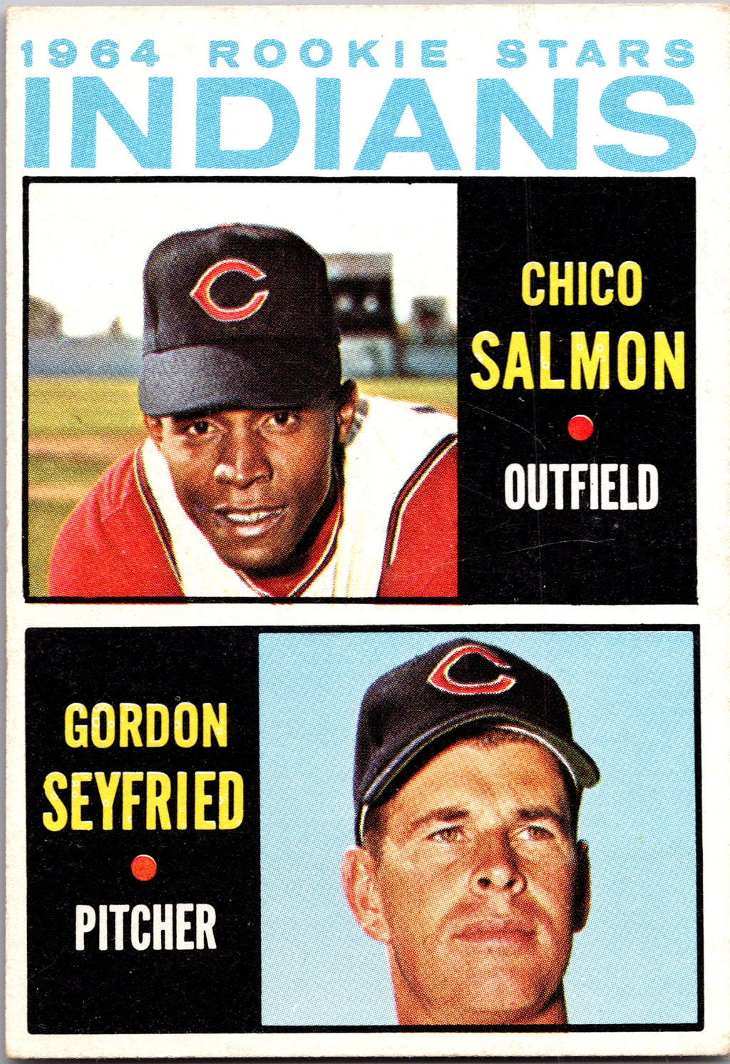 1964 Topps #499 Indians 1964 Rookie Stars (Chico Salmon / Gordon Seyfried)