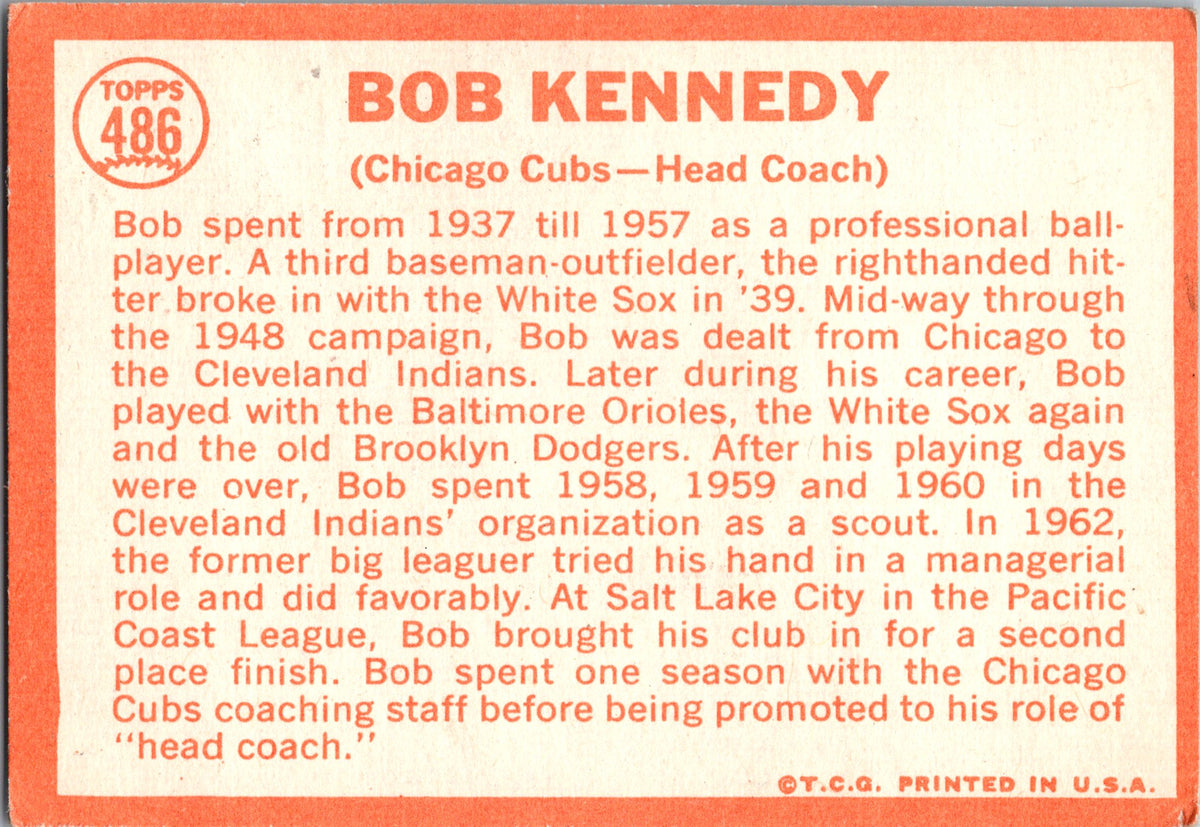 1964 Topps #486 Bob Kennedy
