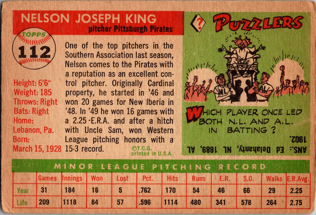 1955 Topps #112 Nelson King