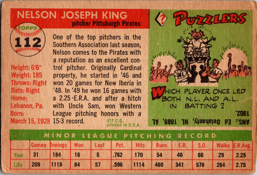 1955 Topps #112 Nelson King