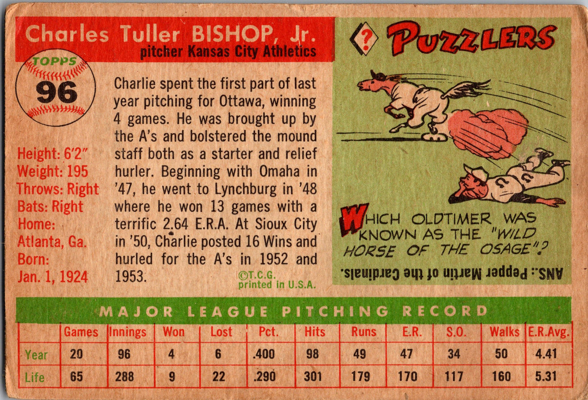 1955 Topps #96 Charlie Bishop