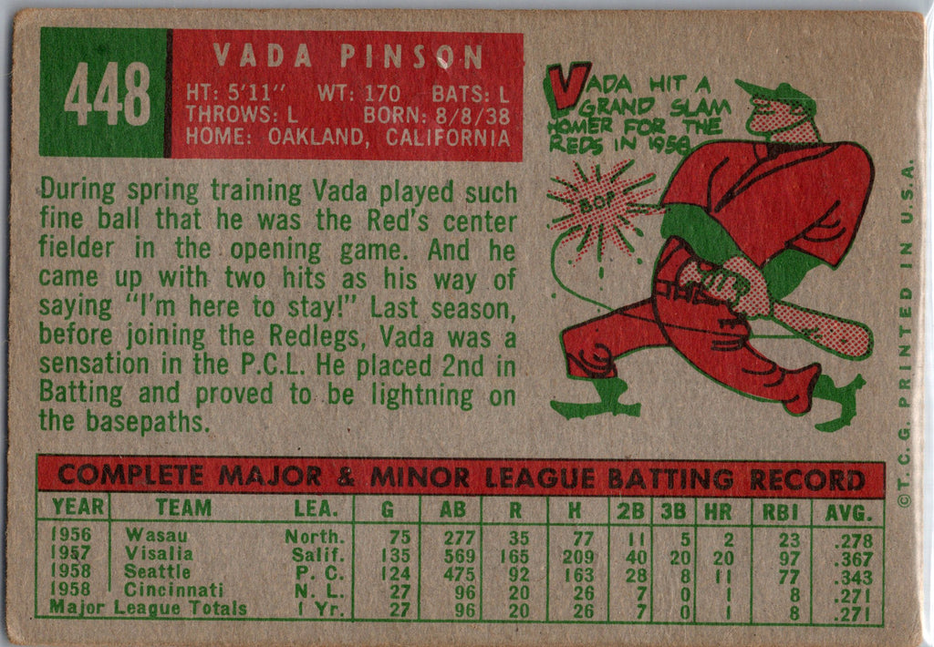 1959 Topps #448 Vada Pinson