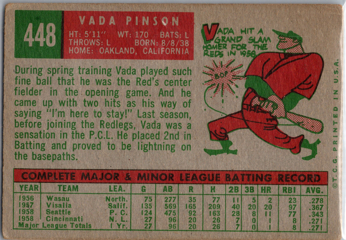 1959 Topps #448 Vada Pinson