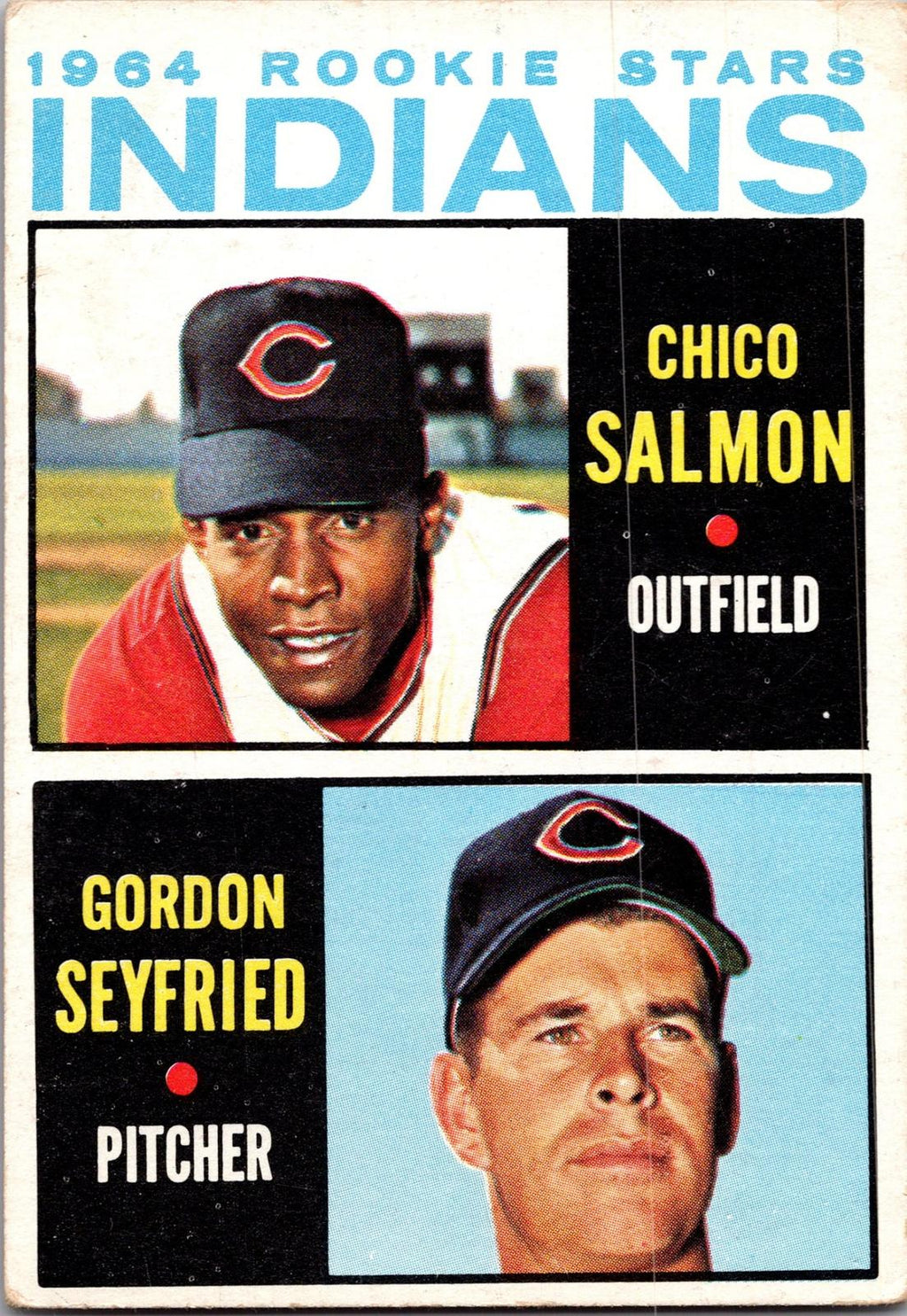 1964 Topps #499 Indians 1964 Rookie Stars (Chico Salmon / Gordon Seyfried)