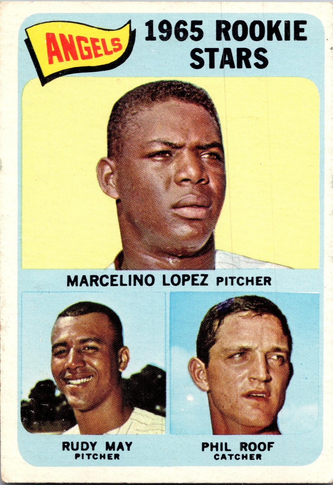 1965 Topps #537 Angels 1965 Rookie Stars (Marcelino Lopez / Rudy May / Roof)