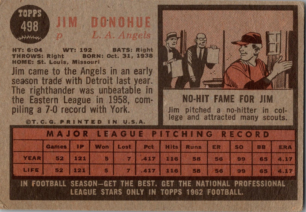 1962 Topps #498 Jim Donohue