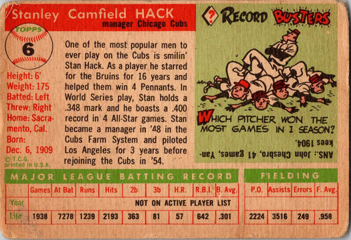 1955 Topps #6 Stan Hack