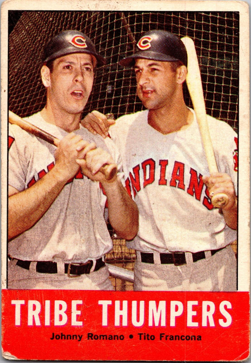1963 Topps #392 Tribe Thumpers (Tito Francona / Johnny Romano)