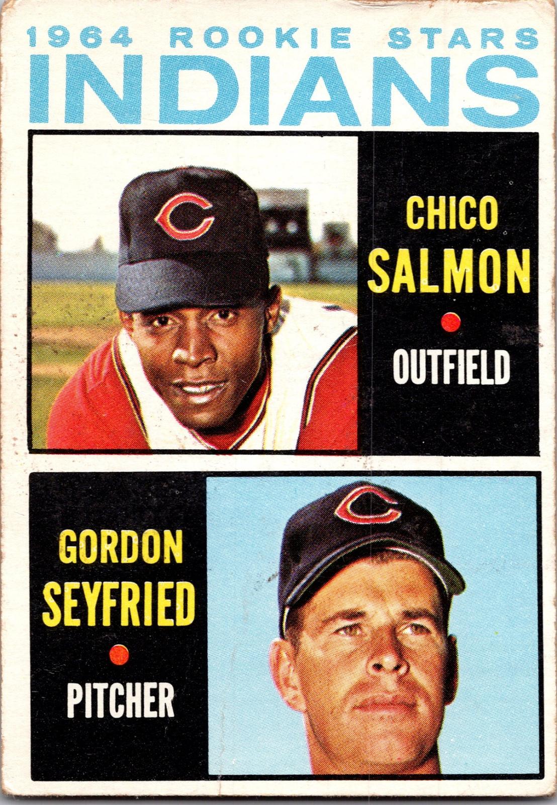 1964 Topps #499 Indians 1964 Rookie Stars (Chico Salmon / Gordon Seyfried)