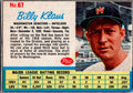 1962 Post Cereal #67 Billy Klaus