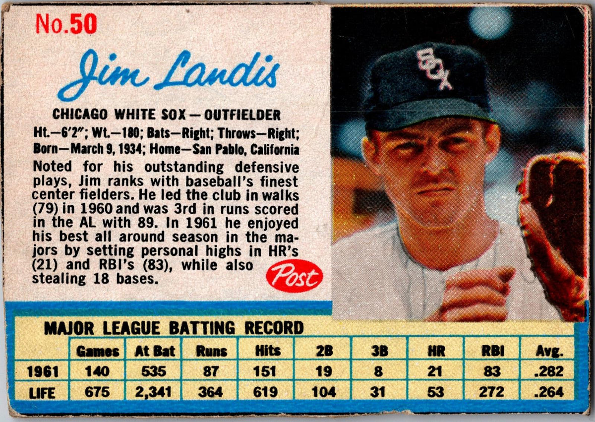 1962 Post Cereal #50 Jim Landis