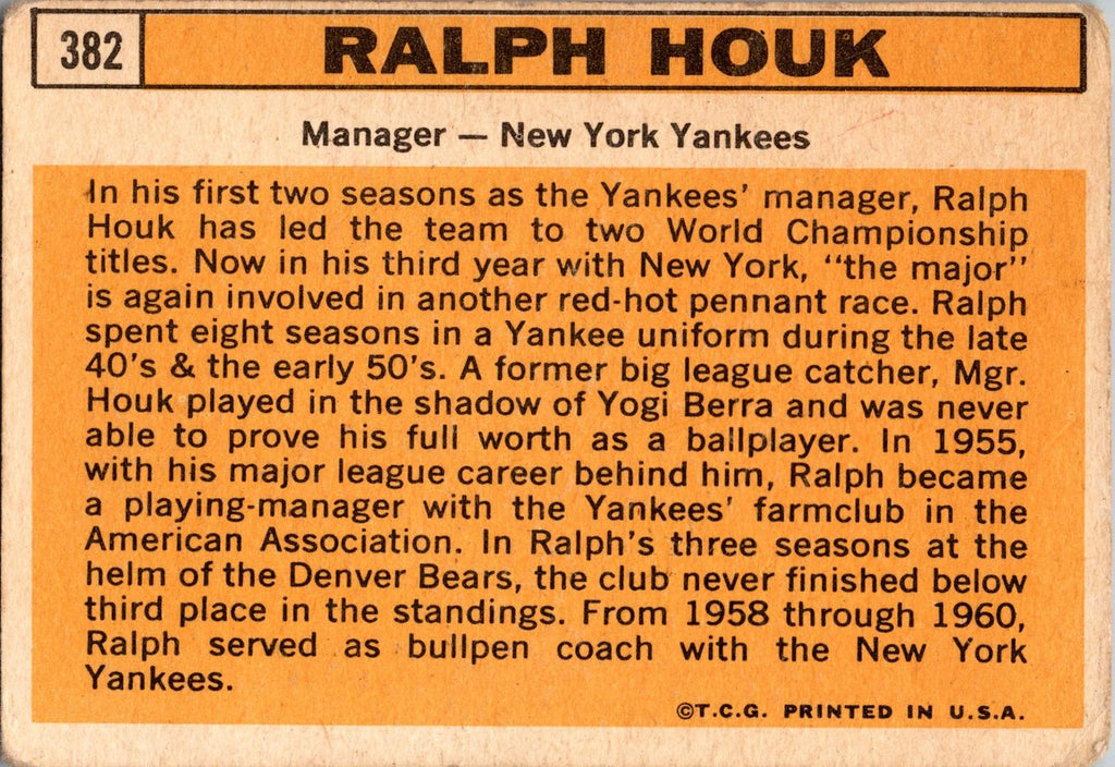 1963 Topps #382 Ralph Houk