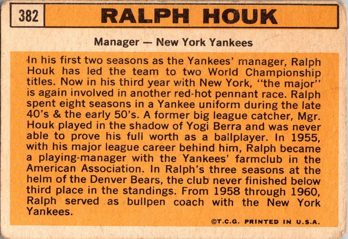 1963 Topps #382 Ralph Houk
