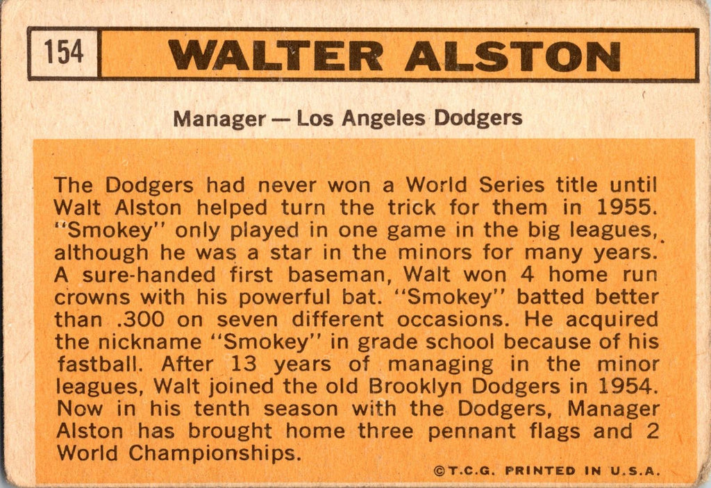 1963 Topps #154 Walt Alston