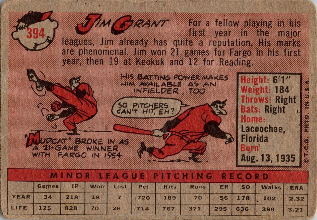 1958 Topps #394 Jim Grant