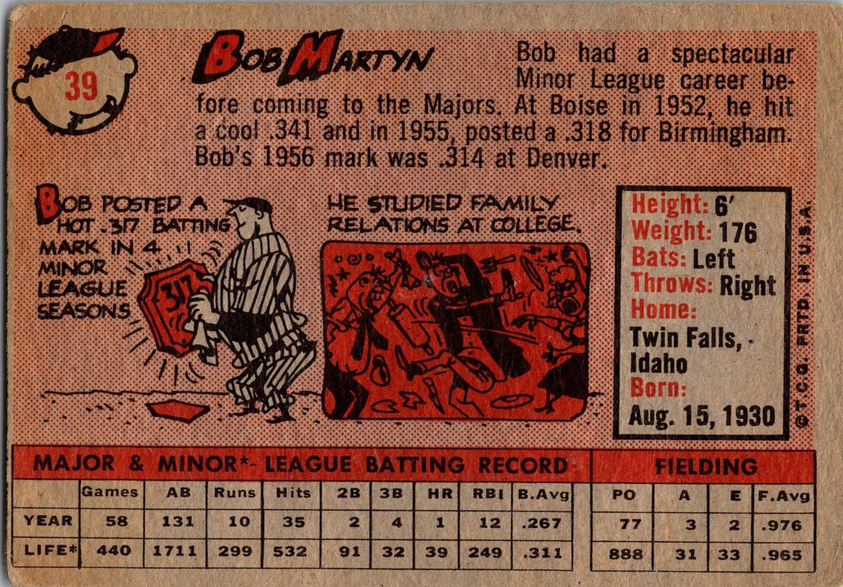1958 Topps #39 Bob Martyn