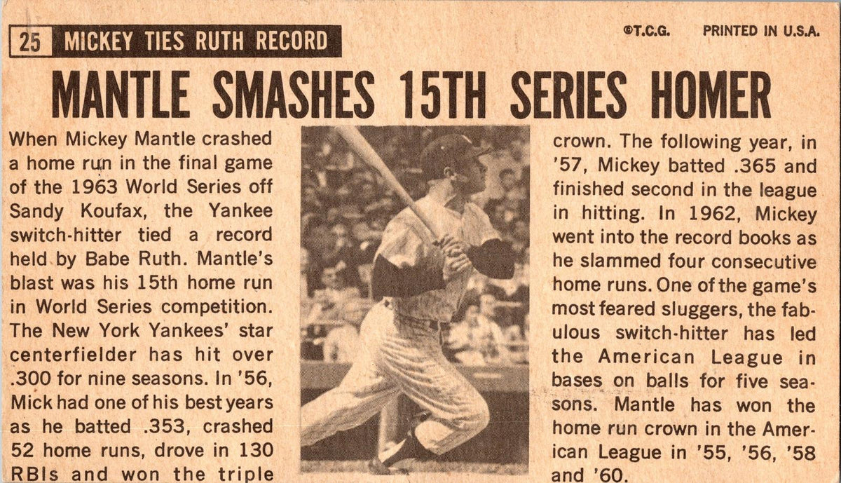 1964 Topps Giants #25 Mickey Mantle