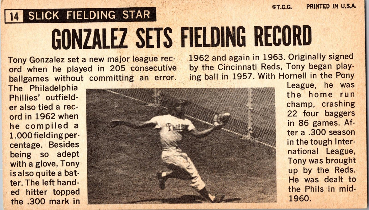 1962 Topps #534 Tony Gonzalez